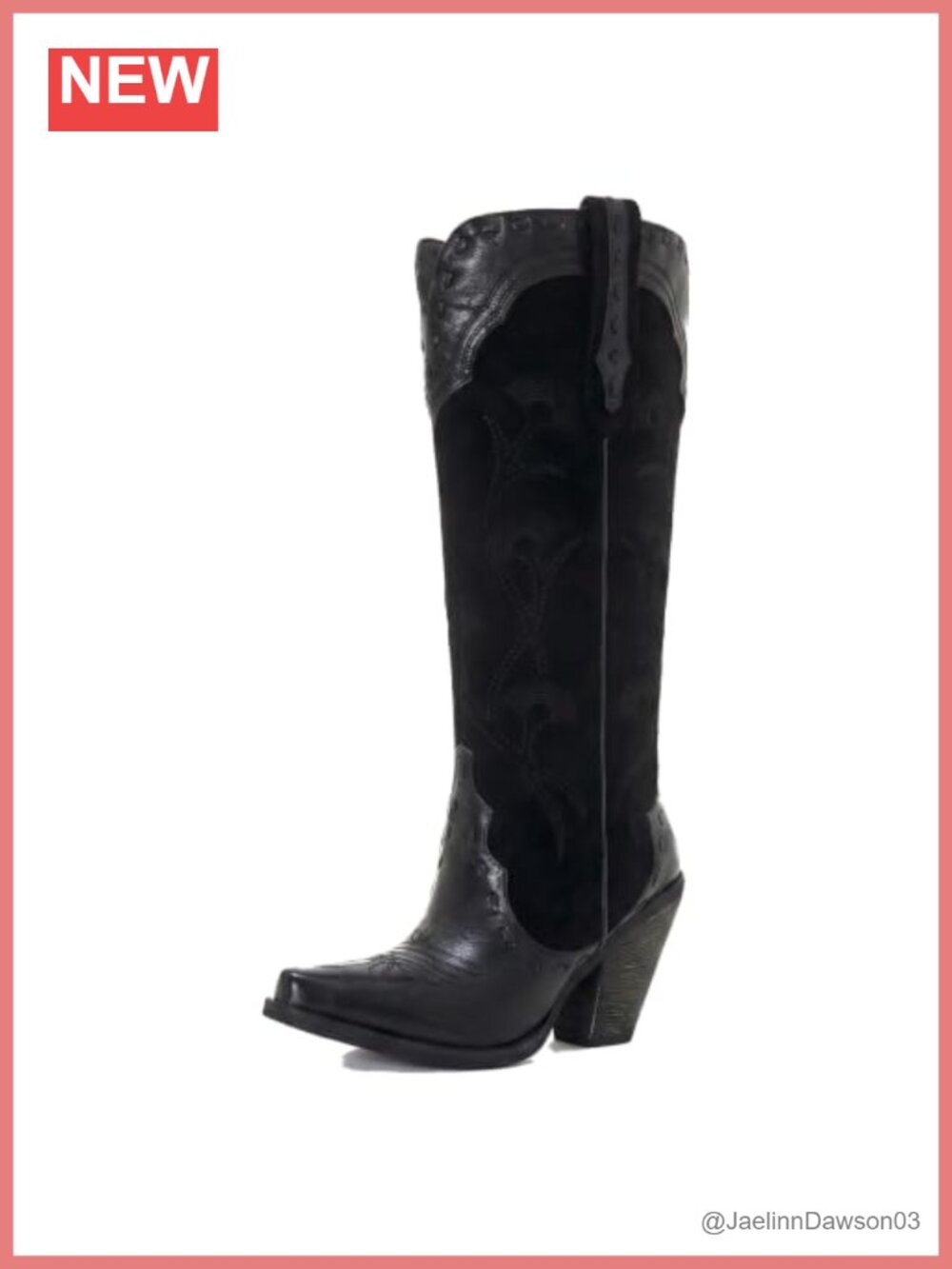 Floral Embroidered Cowgirl Boots 4-Inch Heel Fashion Snip Toe Knee-High